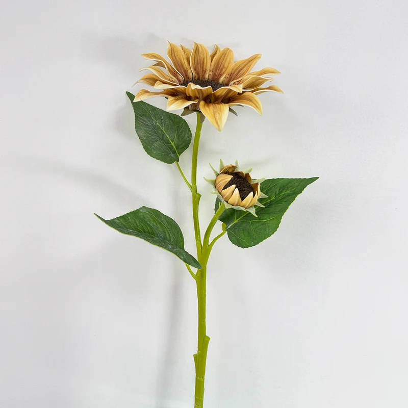 116cm künstliche Sonnenblumen, 2-Blüten-Busch, für Hochzeitsdekoration und Innenraumgestaltung