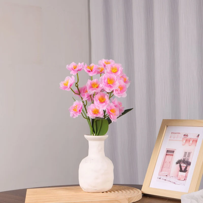 Künstlicher Flieder-Blumenstrauß mit 20 Blüten, 25 cm hoch, PU-Material, für Hochzeit, Dekoration, Büro, Zuhause