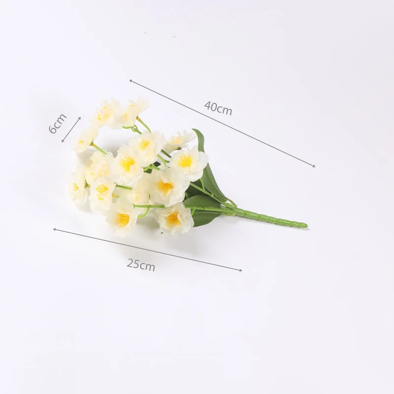 Künstlicher Flieder-Blumenstrauß mit 20 Blüten, 25 cm hoch, PU-Material, für Hochzeit, Dekoration, Büro, Zuhause