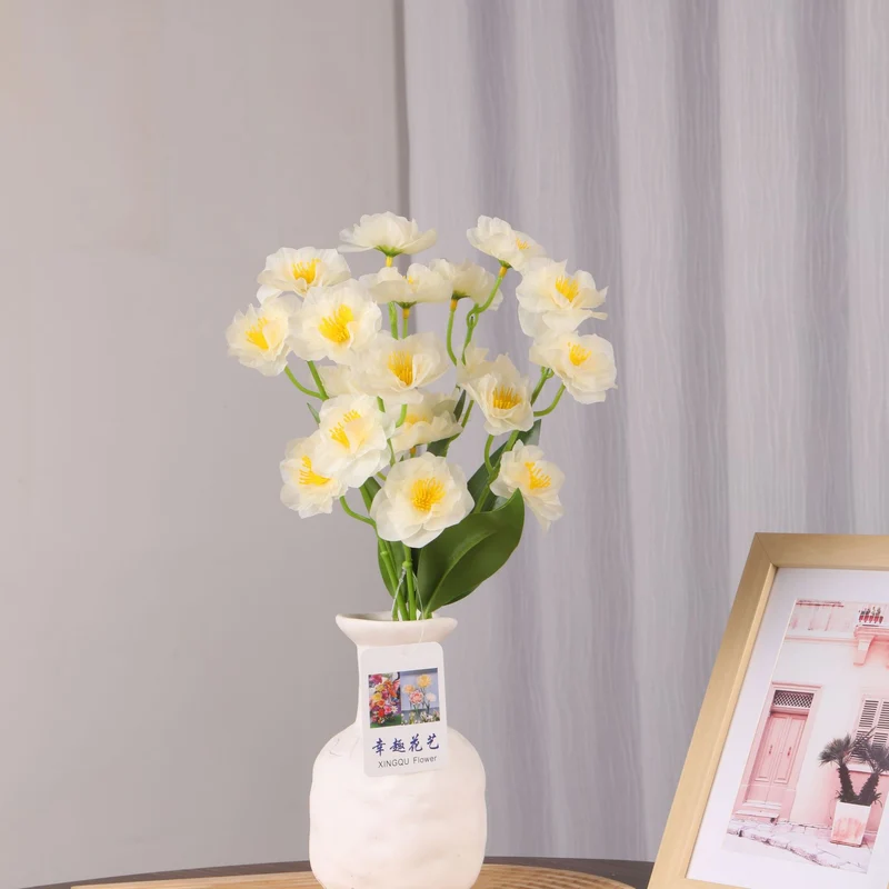 Künstlicher Flieder-Blumenstrauß mit 20 Blüten, 25 cm hoch, PU-Material, für Hochzeit, Dekoration, Büro, Zuhause