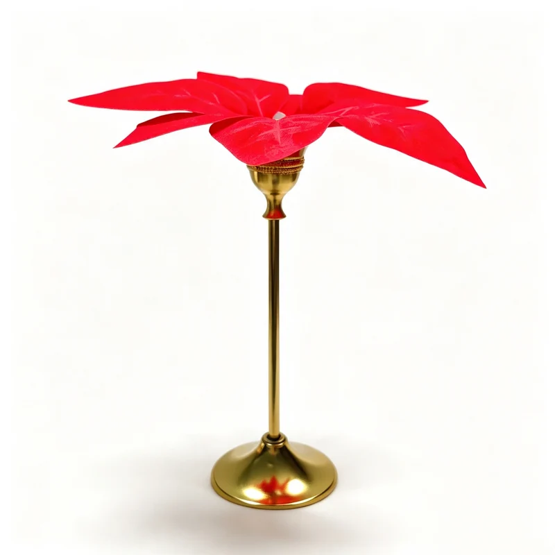 Weihnachts-Kerzenständer aus Messing mit künstlichem Weihnachtsstern, Höhe 25 cm