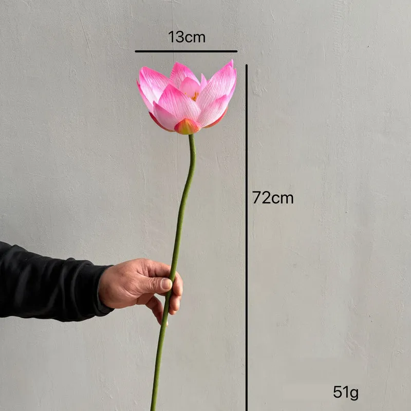Künstliche Seerose, einzelne Stange mit Blatt und Lotosblüte, 80 cm, Seidenstoff, für Innen- und Außenbereich