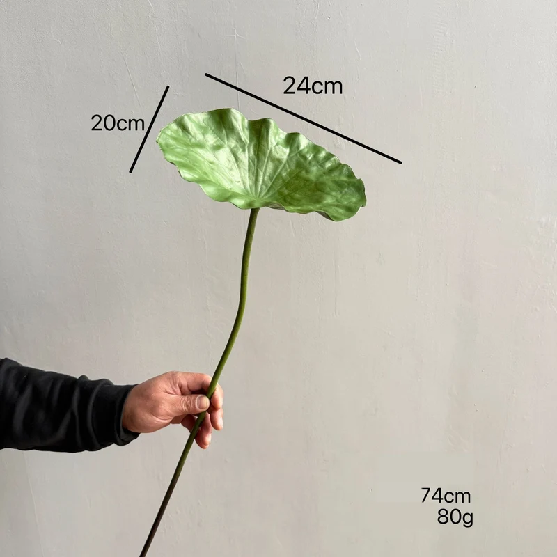 Künstliche Seerose, einzelne Stange mit Blatt und Lotosblüte, 80 cm, Seidenstoff, für Innen- und Außenbereich