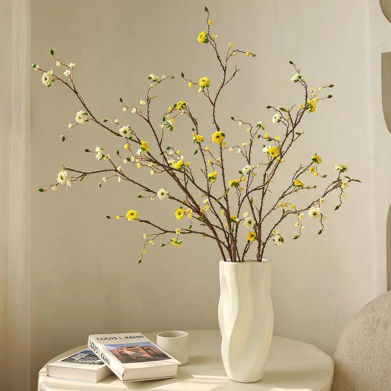 Künstliche Christusdorn-Blüte, Einzelstiel mit 8 Blüten, 91 cm, aus Seidenstoff, für Innendekoration