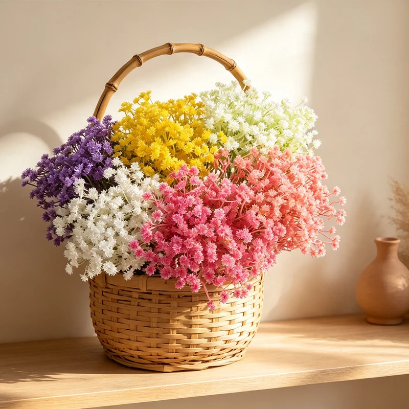 10 Kunststoff-Gypsophila (Schleierkraut) Bündel, je 30 cm, für Hochzeitsdekoration, Trauerkränze, Café-Deko, langlebig & pflegeleicht