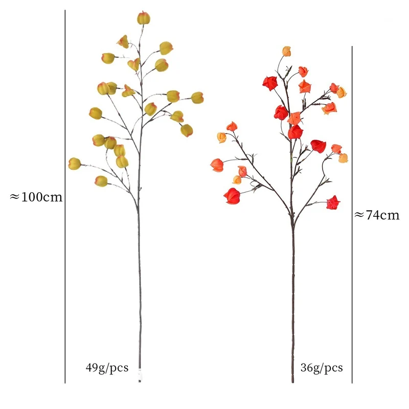 Künstliche Laternenblume Seidenblume 100 cm, 20 Blüten, Einzelstiel – Hochwertige Dekoration für Hochzeit, Hotel, Büro, Zuhause