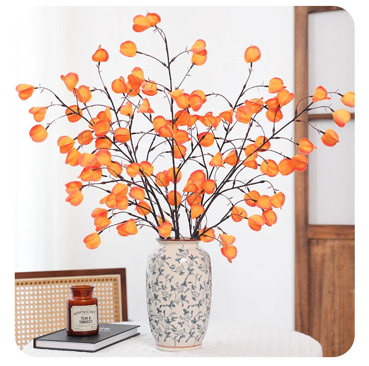 Künstliche Laternenblume Seidenblume 100 cm, 20 Blüten, Einzelstiel – Hochwertige Dekoration für Hochzeit, Hotel, Büro, Zuhause