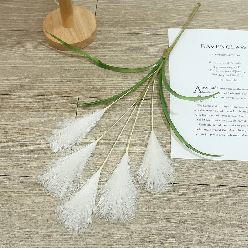 50 cm künstliche Pampasgras-Deko, einzelne Stange, modern, für Hochzeit & Innenraum, 5 Verzweigungen