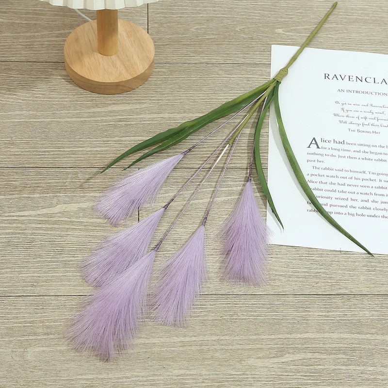 50 cm künstliche Pampasgras-Deko, einzelne Stange, modern, für Hochzeit & Innenraum, 5 Verzweigungen
