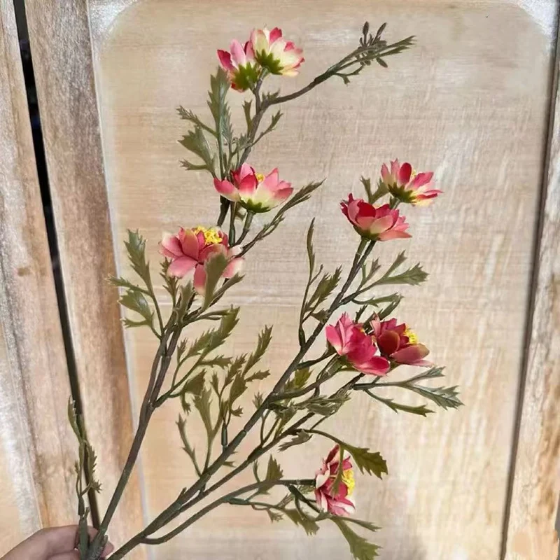 Retro-Kamille-Kunstblume, Einzelstiel mit 9 Blüten, Höhe 84 cm, Polyester-Seide, für Haushalt und Gewerbe
