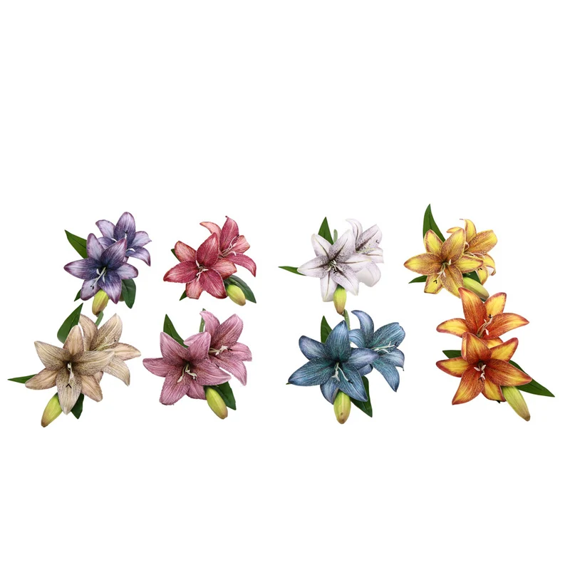 Einzelstiel mit 3 Lilienblüten, 41 cm, Kunststoff, für Hochzeiten, Wohn- und Gewerberäume