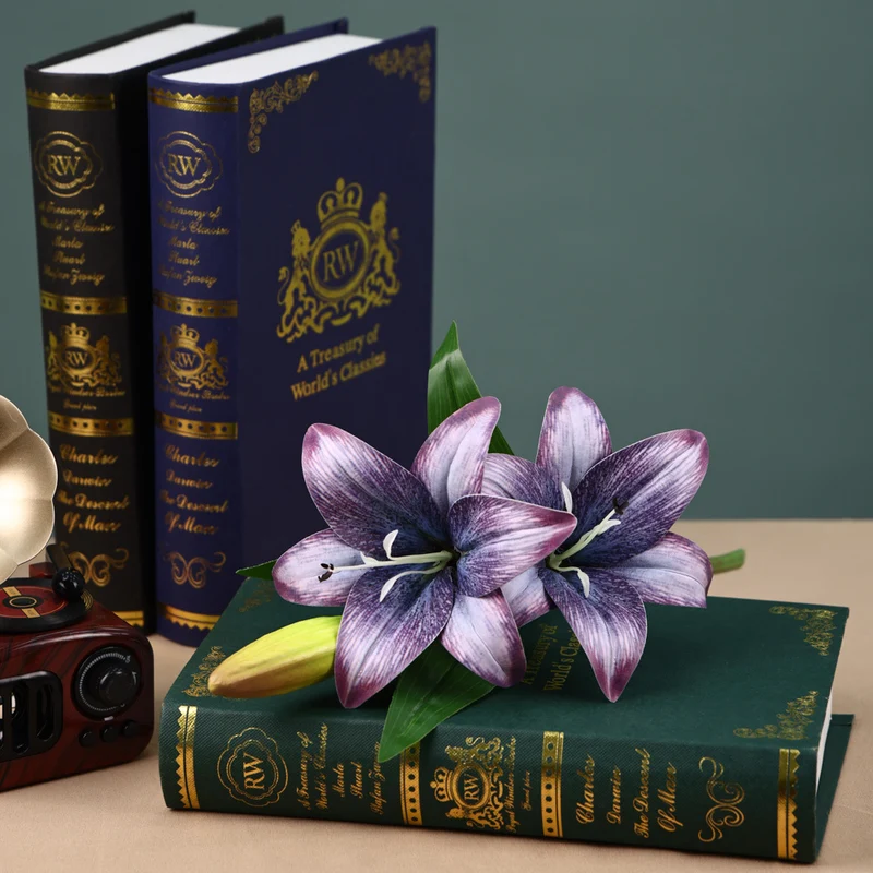 Einzelstiel mit 3 Lilienblüten, 41 cm, Kunststoff, für Hochzeiten, Wohn- und Gewerberäume