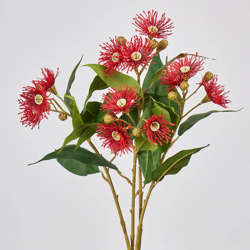 Künstliche Blumenarrangement, 3 Blütenköpfe (Wilder Hafer, Eukalyptus, Pusteblume, Zwiebelblume), 48 cm, single Stem, für Hochzeit, Dekoration, Innenraum