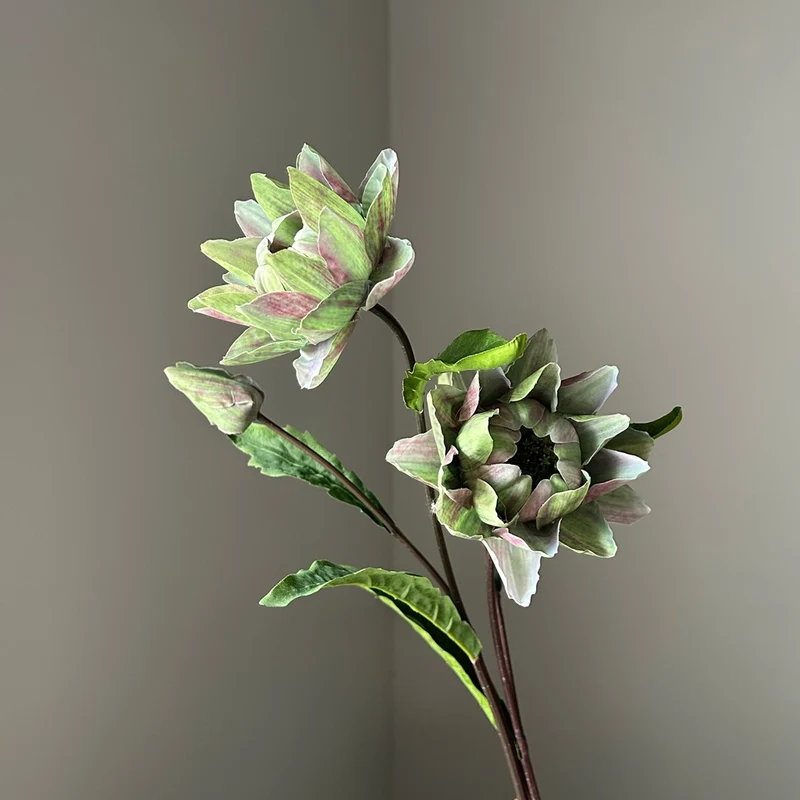 Kunstblume Distel & Ananasblüte, Einzelstiel mit 2 Blüten, 67 cm hoch, Kunststoff, für Hochzeit, Dekoration, Büro