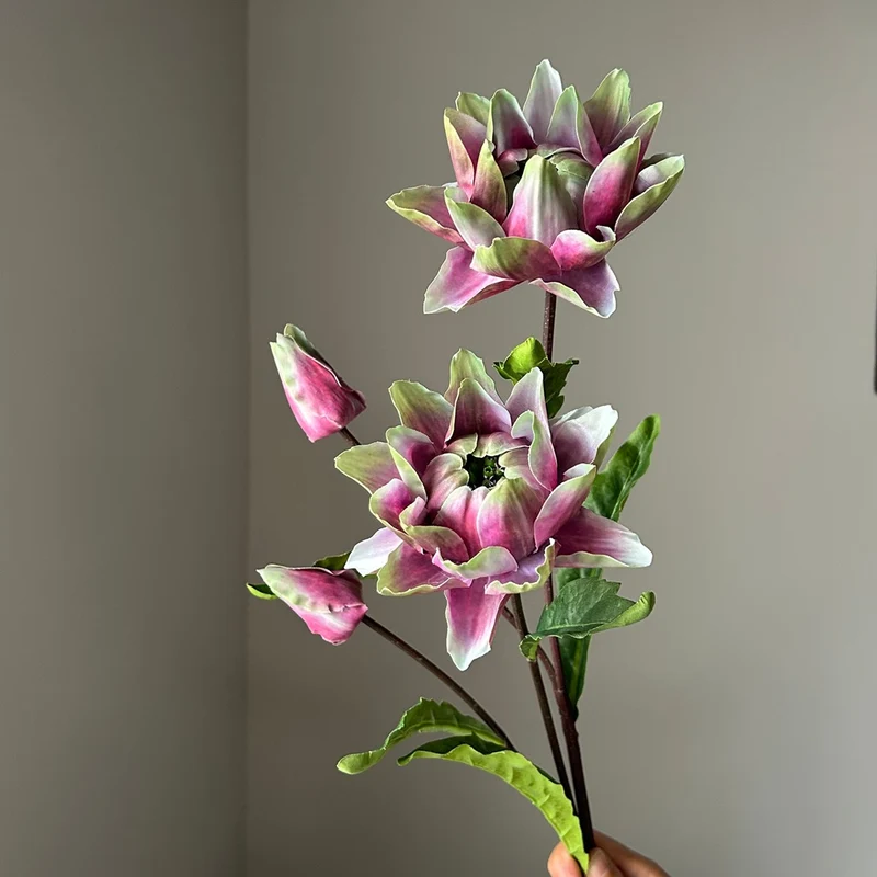 Kunstblume Distel & Ananasblüte, Einzelstiel mit 2 Blüten, 67 cm hoch, Kunststoff, für Hochzeit, Dekoration, Büro