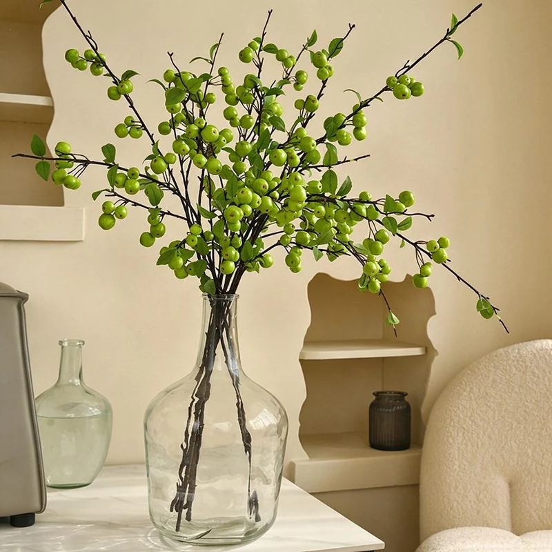 Künstliche Apfelblüte, Einzelstiel mit 36 Blüten, 105 cm lang, Seidenstoff, für Innenraum, Dekoration