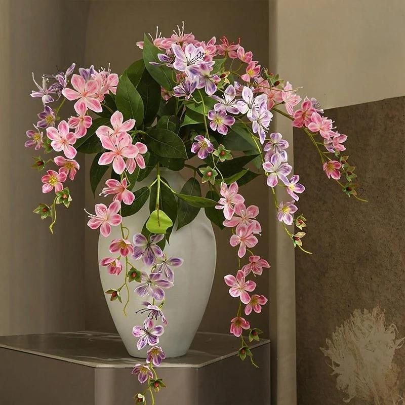 Künstliche Jasminblüten, 1 Stiel mit 9 Blüten, 80 cm, Seidenstoff, für Hochzeit, Innenraum, Schaufenster