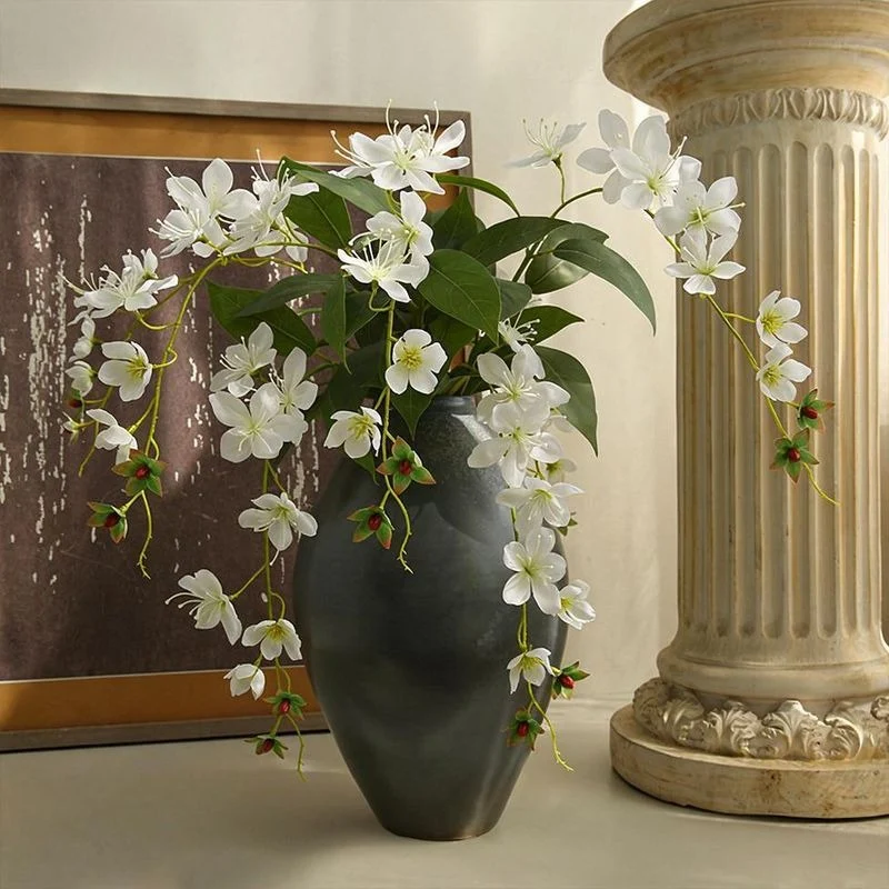 Künstliche Jasminblüten, 1 Stiel mit 9 Blüten, 80 cm, Seidenstoff, für Hochzeit, Innenraum, Schaufenster