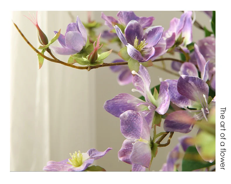 Künstliche Jasminblüten, 1 Stiel mit 9 Blüten, 80 cm, Seidenstoff, für Hochzeit, Innenraum, Schaufenster