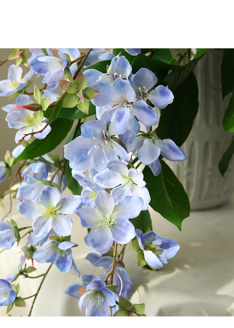 Künstliche Jasminblüten, 1 Stiel mit 9 Blüten, 80 cm, Seidenstoff, für Hochzeit, Innenraum, Schaufenster