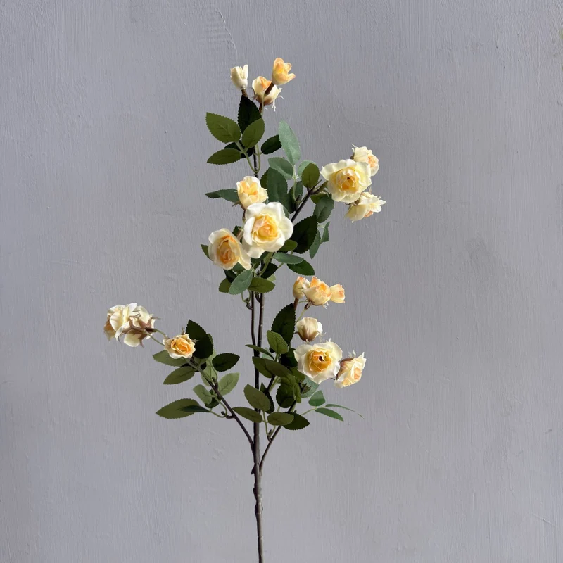 Künstliche Mini-Rosen-Busch mit 18 Blüten, 64 cm, Seidenblumen für Innenraum-Deko, Hochzeit, Event
