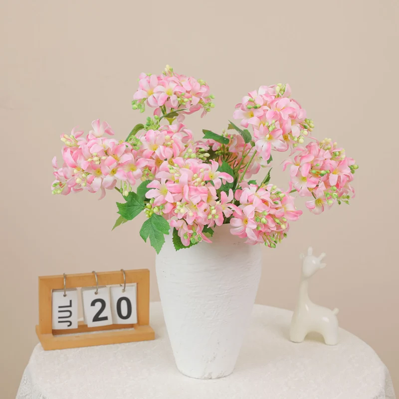 Künstliche Hortensienzweig, Einzelstiel mit 2 Blüten, 70 cm, Seidenstoff, für Hochzeit, Dekoration, Innenbereich