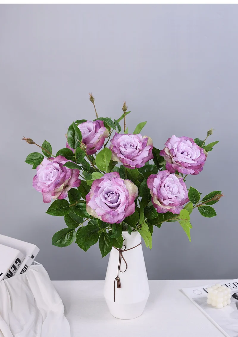Künstliche Rose, Einzelstiel, 65 cm Höhe, 15 cm Blütendurchmesser, aus Seidenstoff, für Hochzeiten, Wohn- und Geschäftsräume