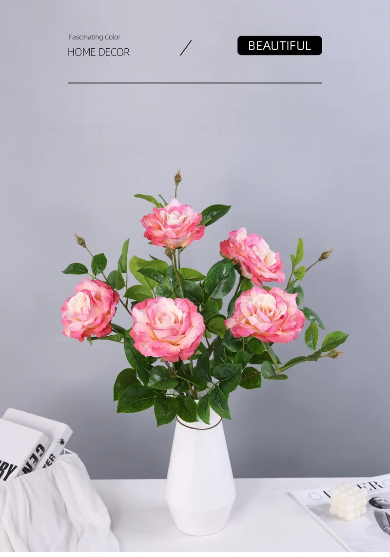 Künstliche Rose, Einzelstiel, 65 cm Höhe, 15 cm Blütendurchmesser, aus Seidenstoff, für Hochzeiten, Wohn- und Geschäftsräume