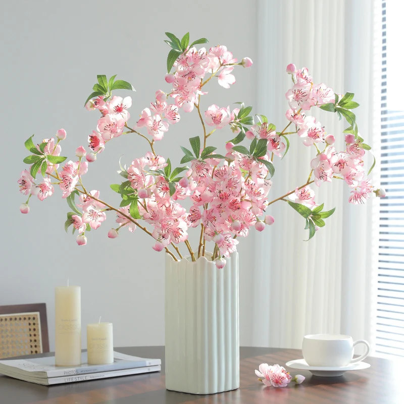 Künstlicher Pfirsichblüten-Zweig, 82 cm, Seidenblüten, für Hochzeiten, Innen- und Außendekoration, moderne & ländliche Einrichtung
