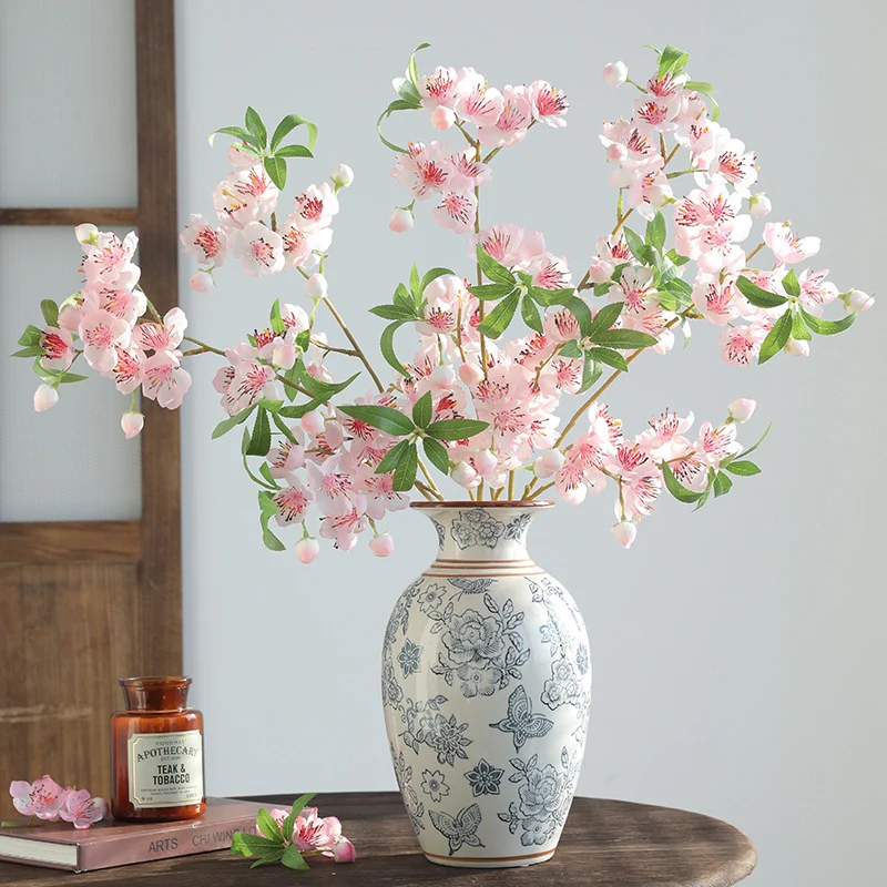 Künstlicher Pfirsichblüten-Zweig, 82 cm, Seidenblüten, für Hochzeiten, Innen- und Außendekoration, moderne & ländliche Einrichtung
