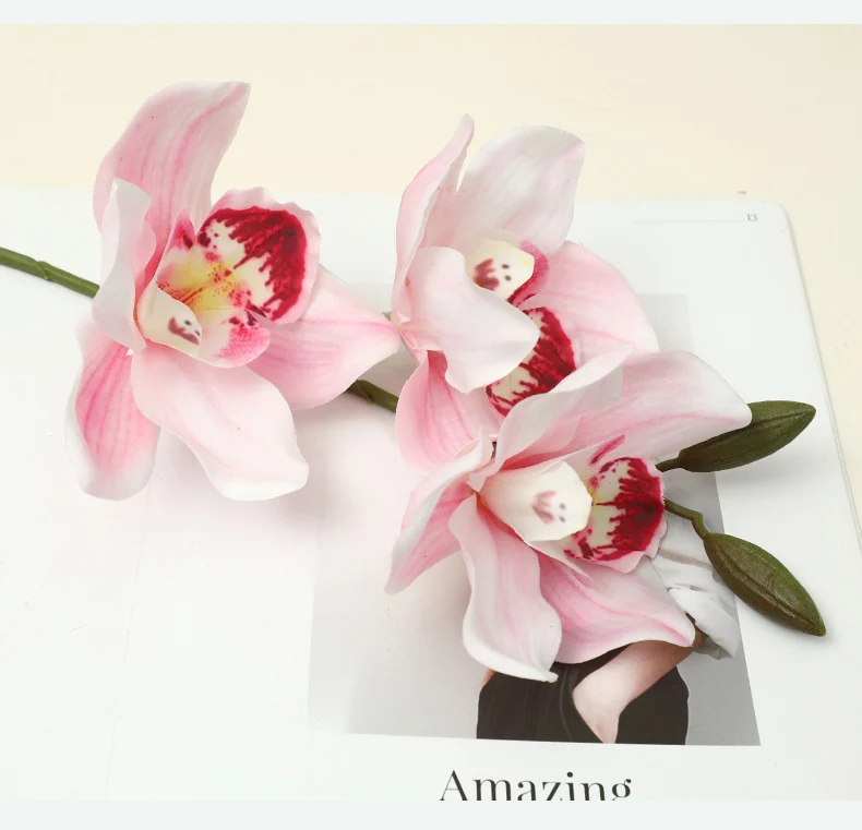 Künstliche Magnolie, Einzelstiel mit 5 Blüten, 73 cm, Latex, realistische Optik für Innenraum, Hochzeit, Shop-Deko