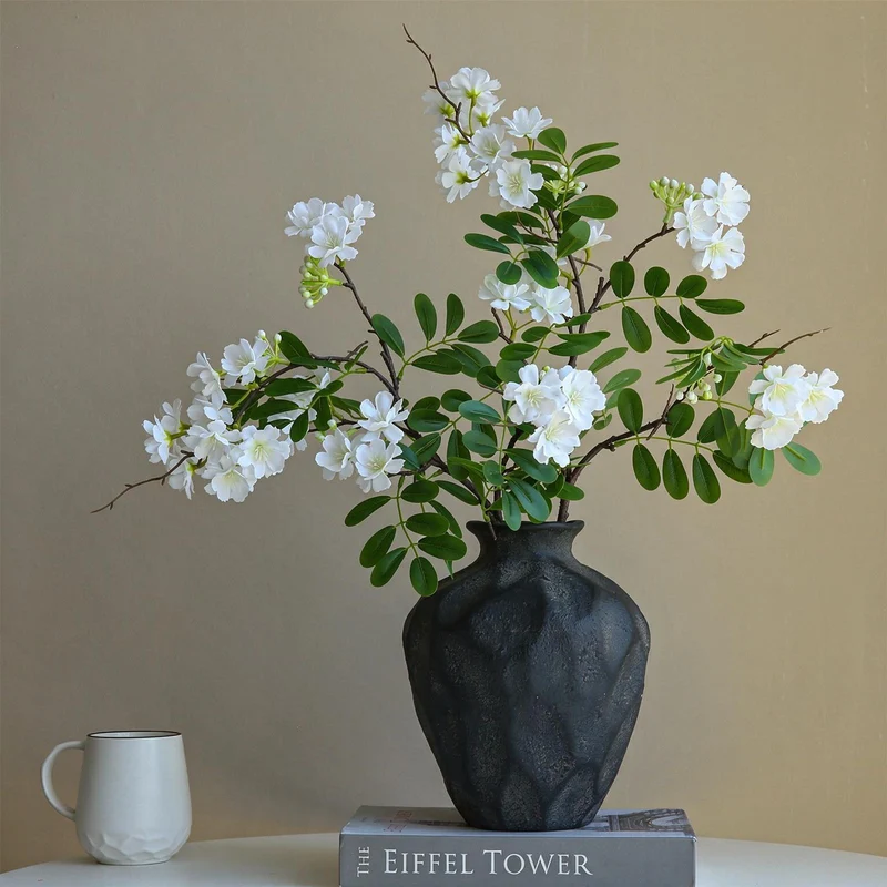 Künstliche Gardenie, Einzelstiel mit 30 Blüten, 74 cm, Seidenblumen für Innenraum-Deko, Hotel, Event, Hochzeit