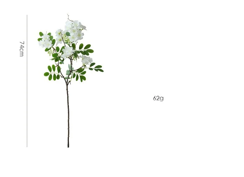 Künstliche Gardenie, Einzelstiel mit 30 Blüten, 74 cm, Seidenblumen für Innenraum-Deko, Hotel, Event, Hochzeit