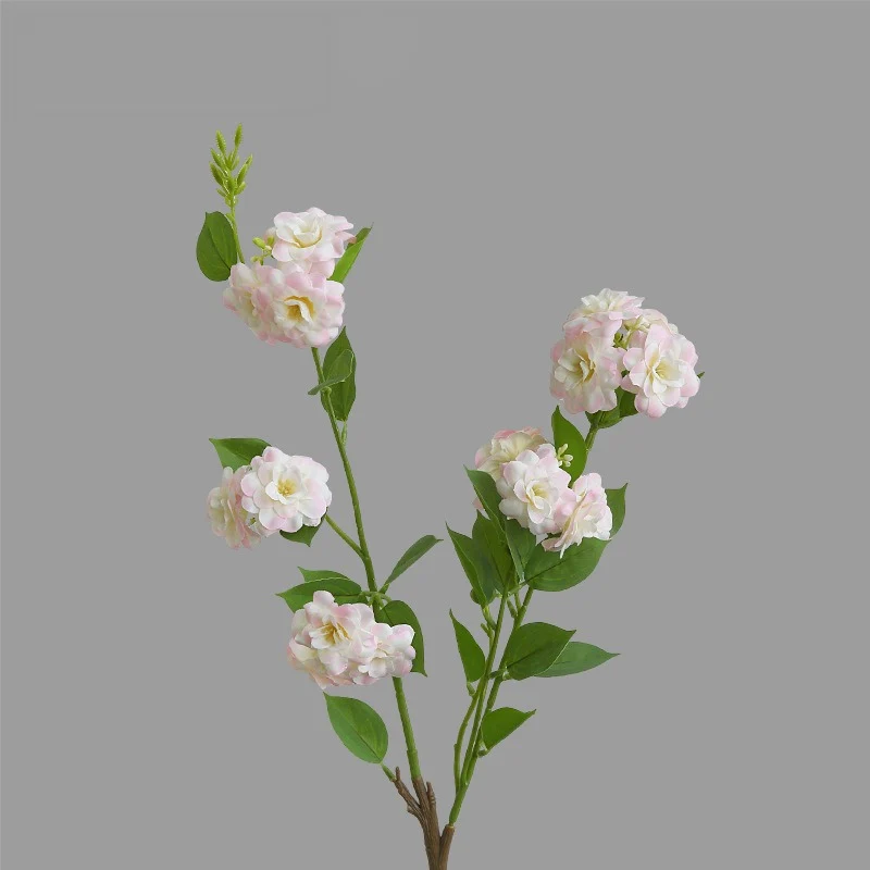 Künstliche Kamelien-Blüte, 1 Stiel mit 17 Blüten, 87 cm Höhe, aus Seidenstoff, für Innendekoration