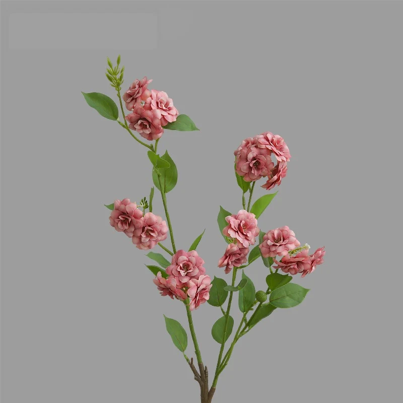 Künstliche Kamelien-Blüte, 1 Stiel mit 17 Blüten, 87 cm Höhe, aus Seidenstoff, für Innendekoration