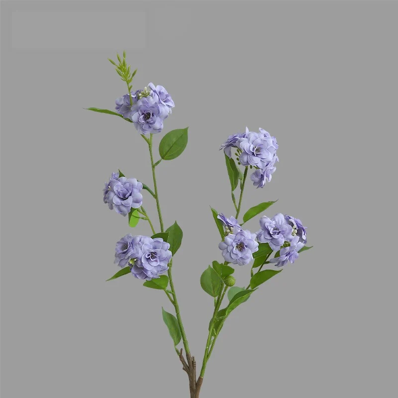 Künstliche Kamelien-Blüte, 1 Stiel mit 17 Blüten, 87 cm Höhe, aus Seidenstoff, für Innendekoration