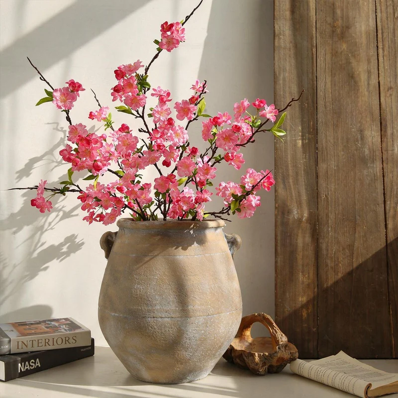 Künstliche Kirschblüte Linglong, Einzelstiel mit 25 Blüten, 92 cm, Seidenstoff, für Innenraum-Deko, Hochzeiten, Geschäfte