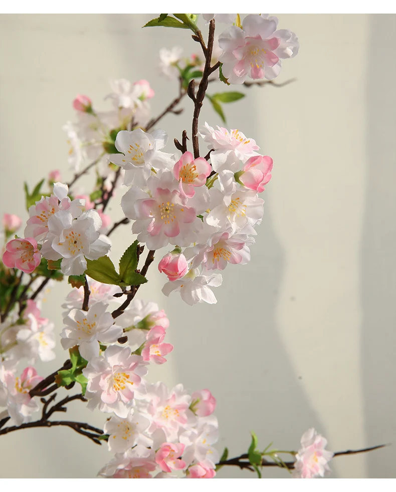 Künstliche Kirschblüte Linglong, Einzelstiel mit 25 Blüten, 92 cm, Seidenstoff, für Innenraum-Deko, Hochzeiten, Geschäfte