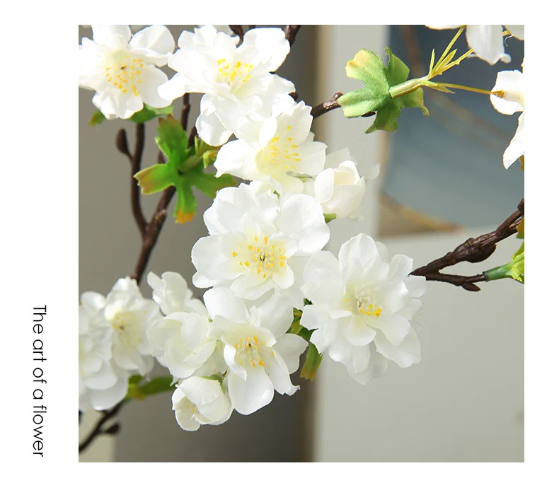 Künstliche Kirschblüte Linglong, Einzelstiel mit 25 Blüten, 92 cm, Seidenstoff, für Innenraum-Deko, Hochzeiten, Geschäfte