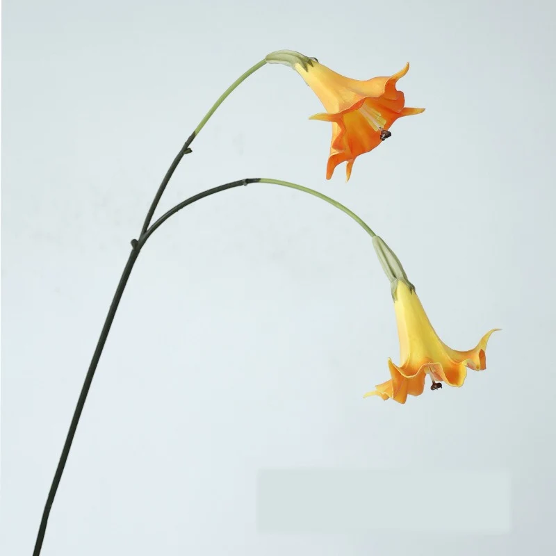 Künstliche Engelstrompete, Einzelstiel mit 2 Blüten, PU-Material, 78 cm, für Hochzeiten und Wohnaccessoires