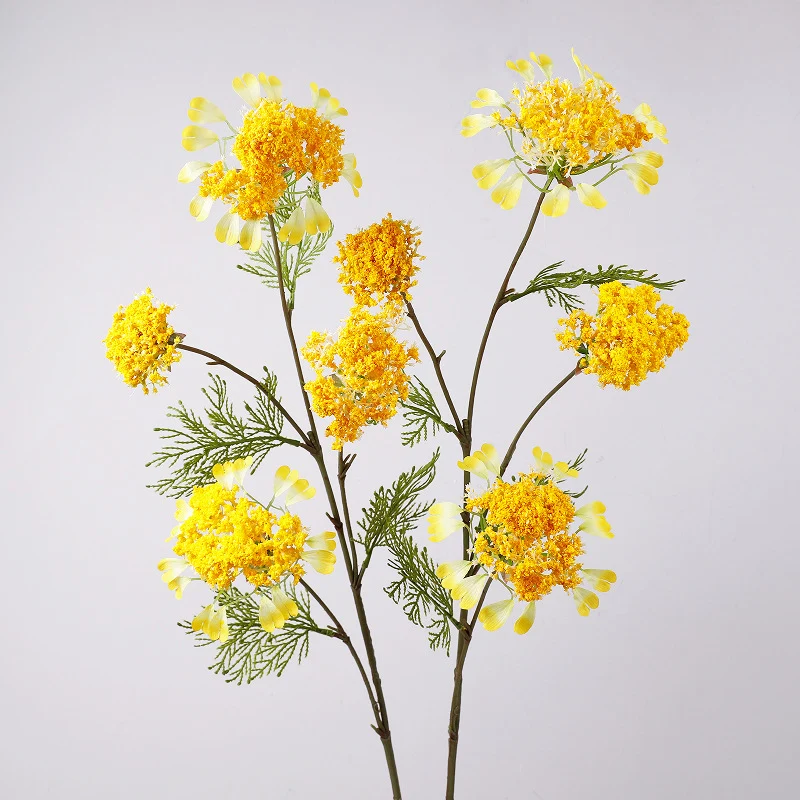 Einzelstiel Kunstblume mit 4 Blüten, Löwenzahn und Schneeballblüte, 96 cm Höhe, für Hochzeiten und Innenräume