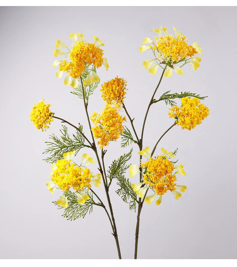 Einzelstiel Kunstblume mit 4 Blüten, Löwenzahn und Schneeballblüte, 96 cm Höhe, für Hochzeiten und Innenräume