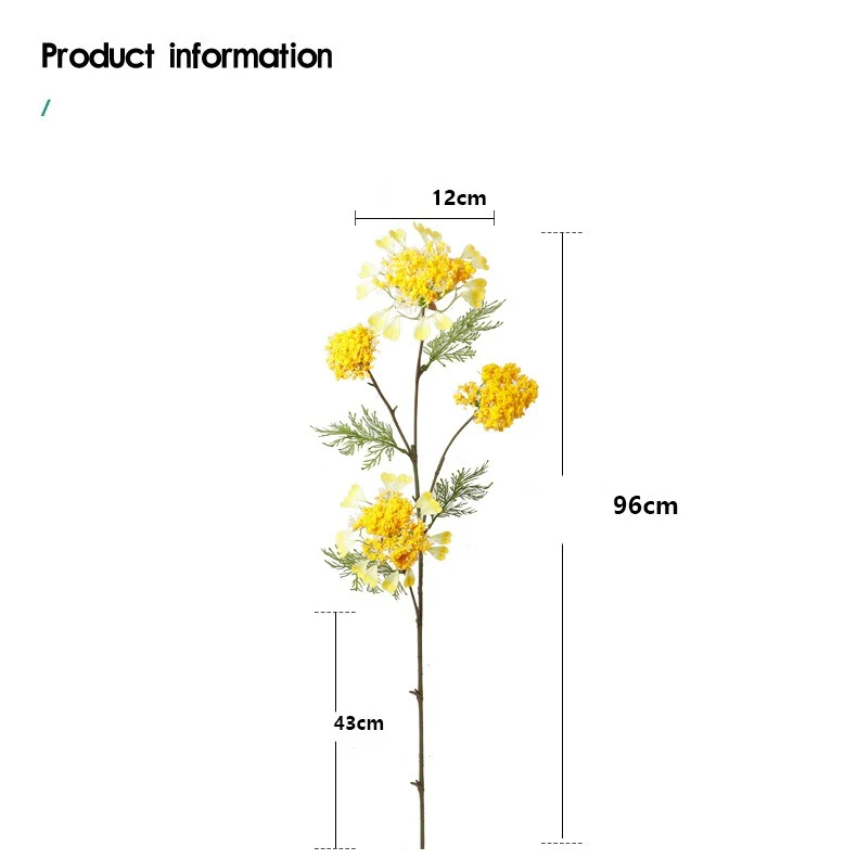 Einzelstiel Kunstblume mit 4 Blüten, Löwenzahn und Schneeballblüte, 96 cm Höhe, für Hochzeiten und Innenräume