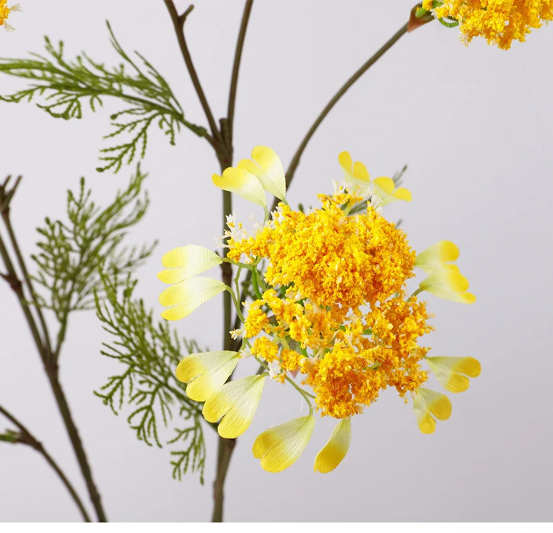 Einzelstiel Kunstblume mit 4 Blüten, Löwenzahn und Schneeballblüte, 96 cm Höhe, für Hochzeiten und Innenräume
