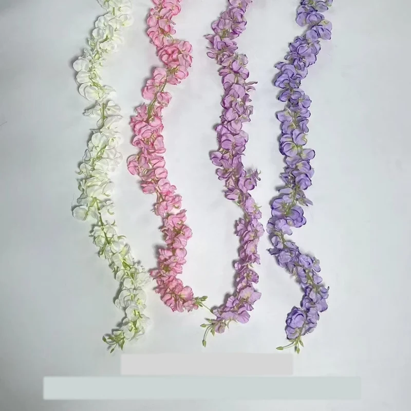 Künstliche Glyzinien-Girlande, 150 cm, Seidenstoff, 168 Blüten, für Hochzeit, Outdoor und Innenraum