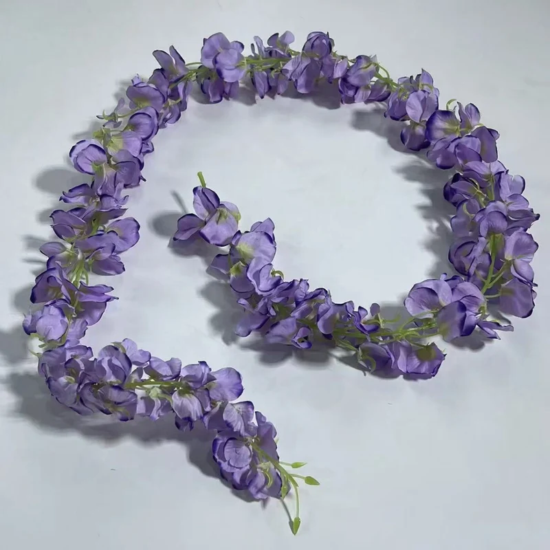 Künstliche Glyzinien-Girlande, 150 cm, Seidenstoff, 168 Blüten, für Hochzeit, Outdoor und Innenraum