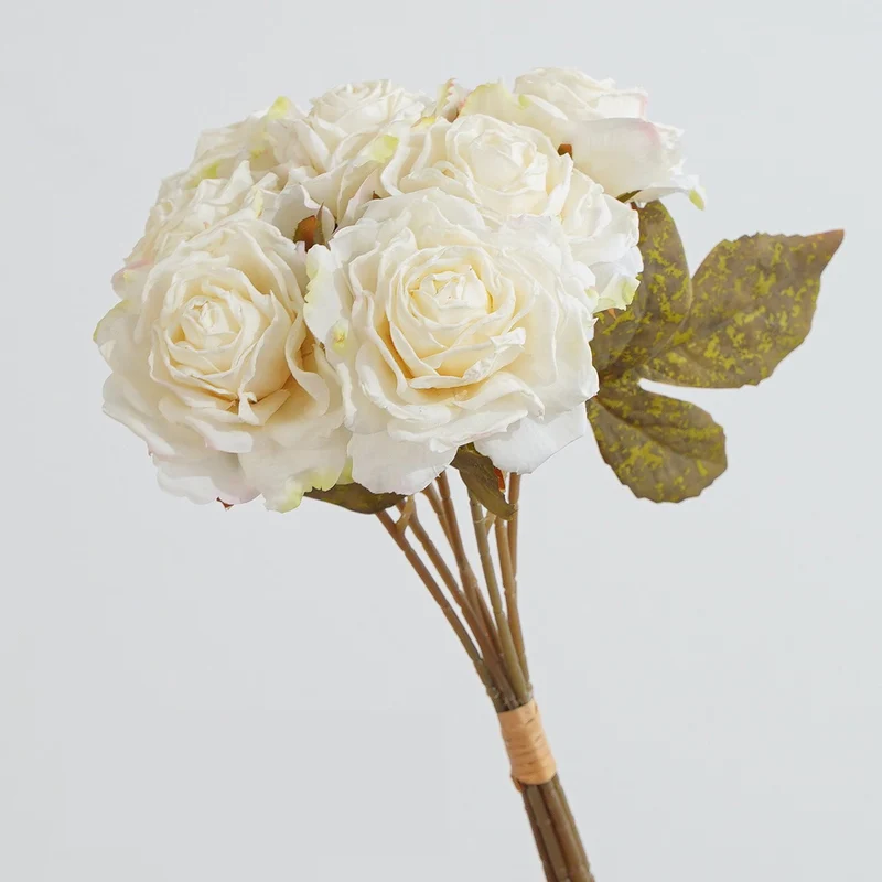 7-Blüten-Rosenstrauß, künstliche Vintage-Rosen, 35 cm, für Hochzeit, Dekoration, Innenraum
