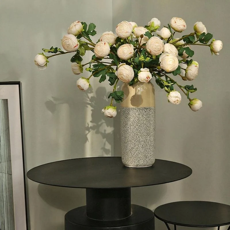 Künstliche Blumensträußer, 3-köpfige geröstete Rand-Tee-Rosen, 52 cm hoch, modern, aus Seidenstoff, für Innenraum-Deko, Hochzeiten, Events