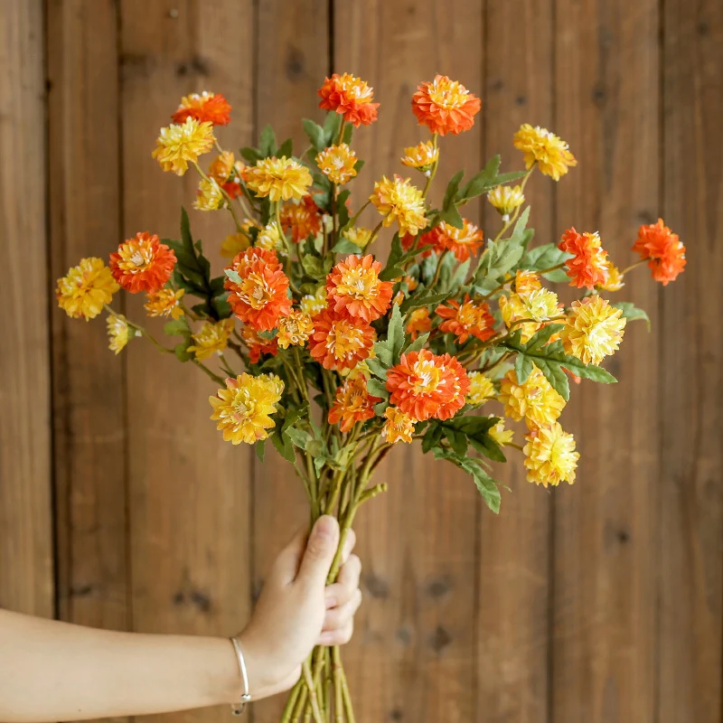 Gänseblümchen Kunstblume, 52 cm, Seidenstoff, 8 Blüten, für Hochzeiten, Outdoor, Hotel und Zuhause