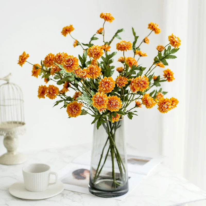 Gänseblümchen Kunstblume, 52 cm, Seidenstoff, 8 Blüten, für Hochzeiten, Outdoor, Hotel und Zuhause